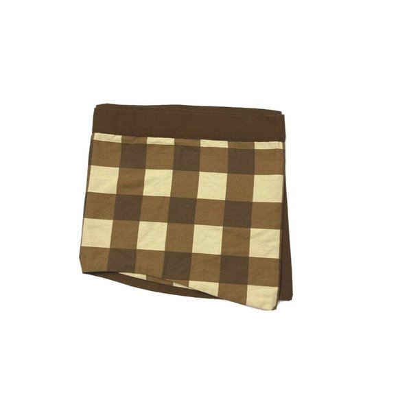 1 Cotton Canvas Plaid Buffalo Valance Curtain Brown Tan Beige Farmhouse Check - Picture 2 of 6